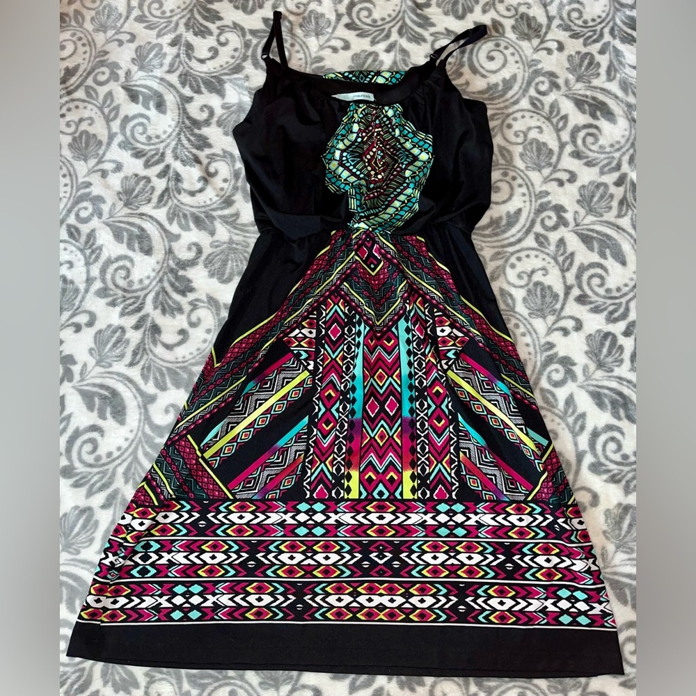 Maurice’s Women’s Spaghetti Strap Knee Length Sun Dress Size XS Aztec Print.